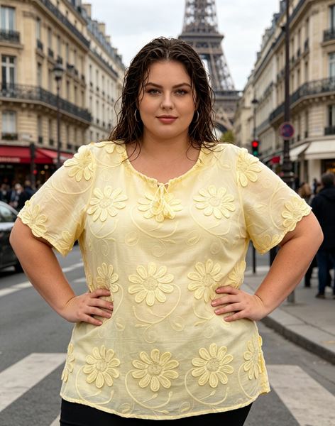 Picture of PLUS SIZE BLOUSE WITH FLORAL EMROIDERY